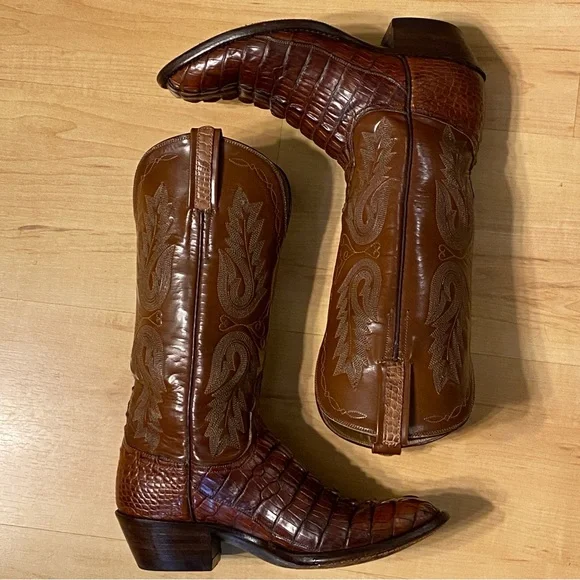 Ladies Handmade USA Lucchese Caiman Ridge Western Boots - 7.5 B - Picture 5 of 11